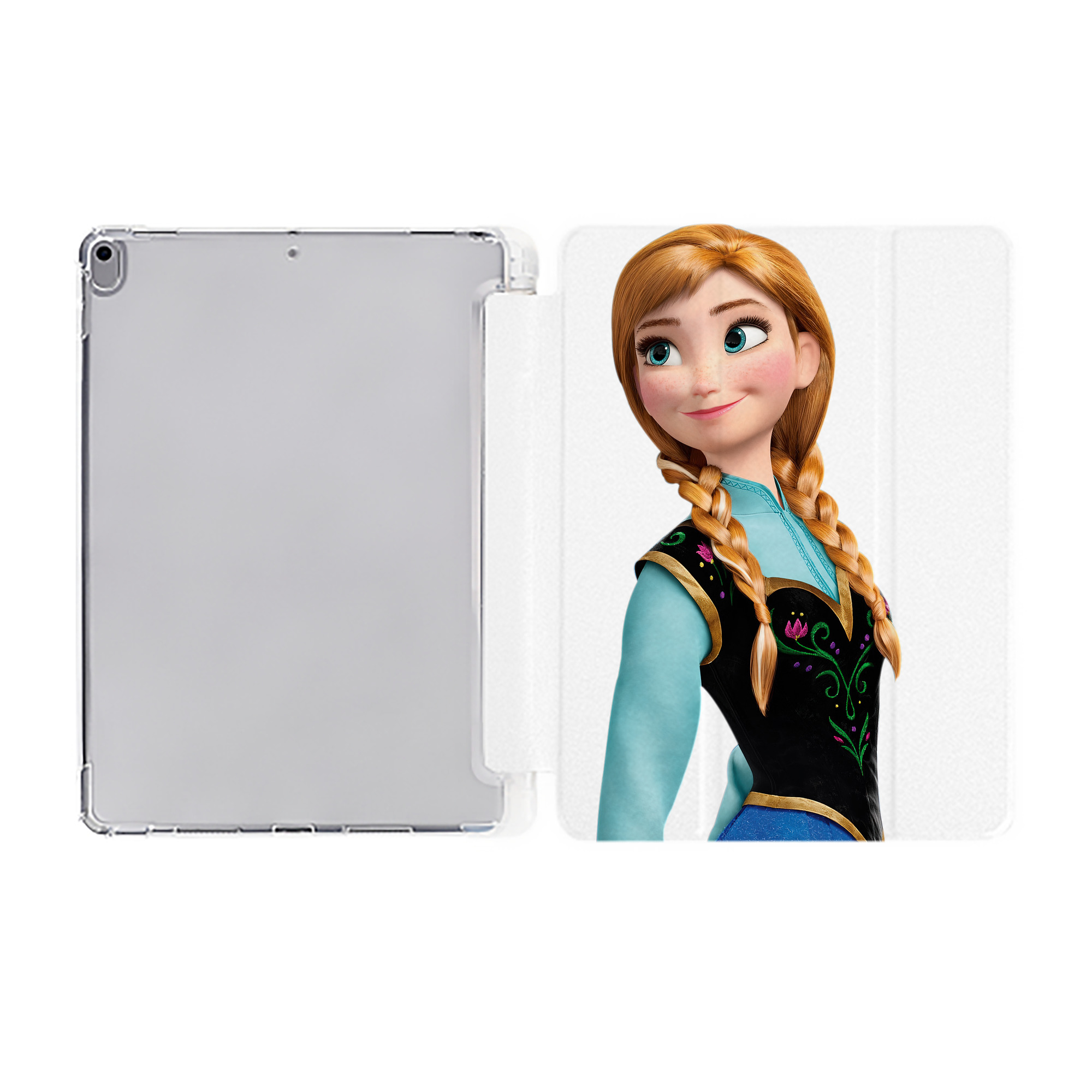 （画像用） アナと雪の女王 アンナ エルサ Frozen Anna Elsa IPad ケース ペン収納付き 三つ折りスタンド PUレザー×シリコン 対応機種9.5/10.5/10.9インチ